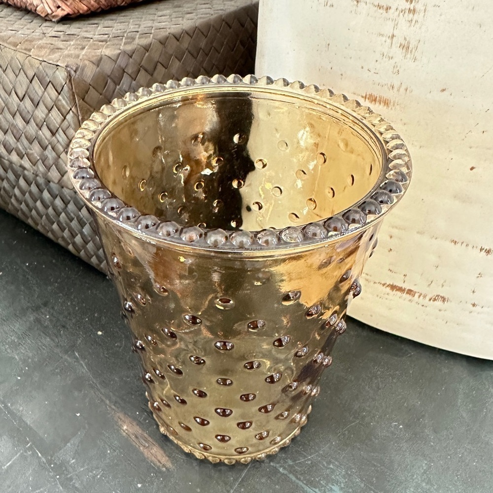 Hobnail Light Brown Glass Vase - Picture 8 of 16